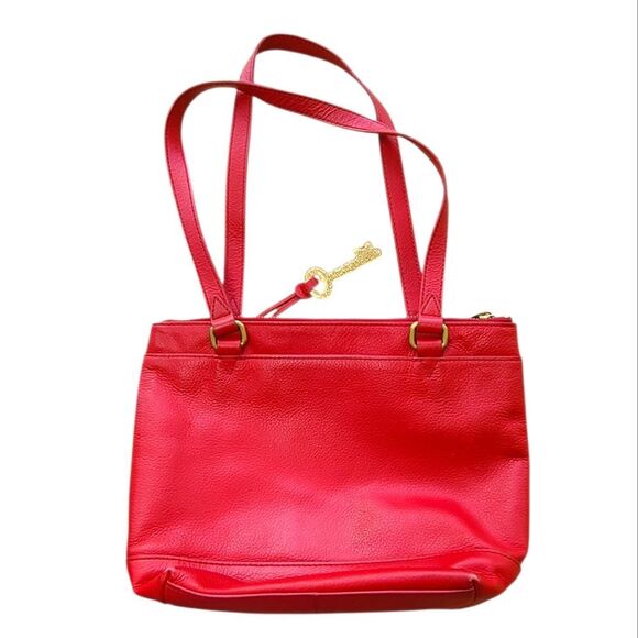 Fossil Red Leather Small Tote Bag Purse - Picture 2 of 14